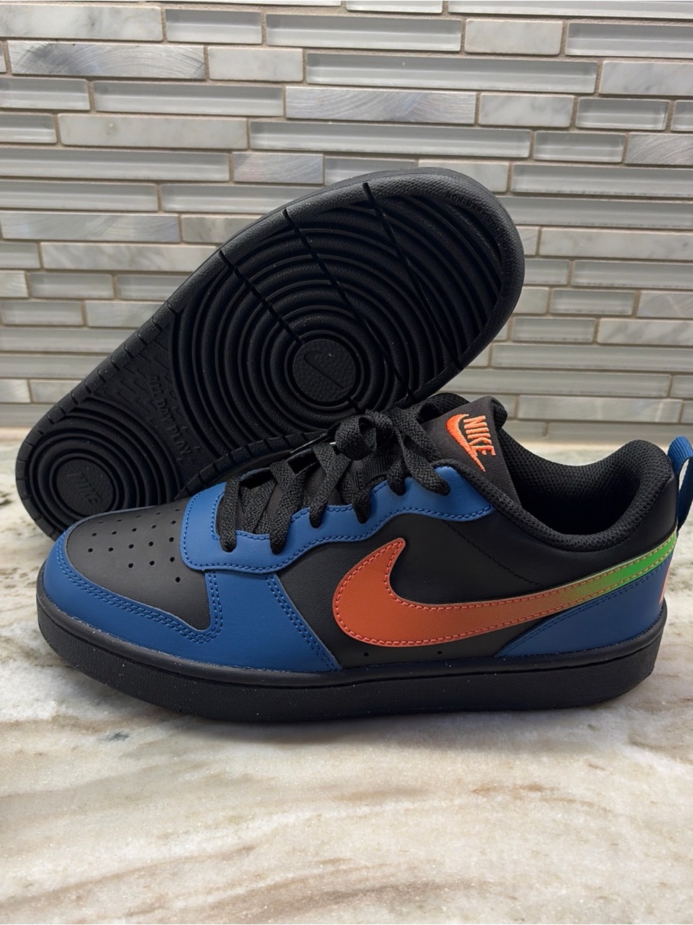 Nike Court Burrow Big Kid SZ 7Y Navy Black Orange Racecraft New